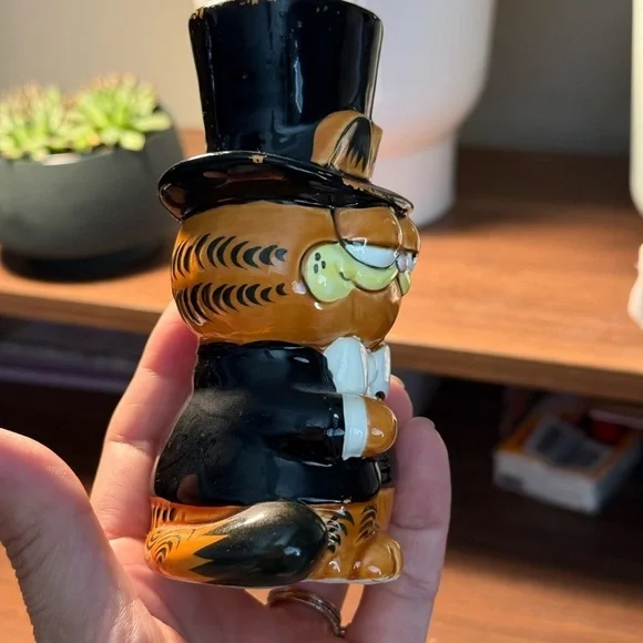 Enesco Garfield Figurine Vintage Orange Black Tuxedo Top Hat Ceramic Collectible - Picture 4 of 7